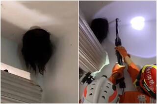 Viral Video: Girl's Head Hangs Upside Down From Ceiling Like a Horror Movie Scene, Internet Freaks Out | Watch