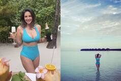 Sunny Leone Takes a Dip Into The Blue In Hot Deep-Neckline Bikini As She Vacays In Maldives | See Bold Pics