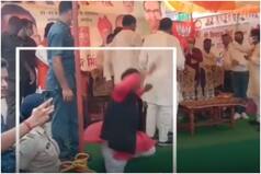 Viral Video: BJP Leader Jagdish Jaiswal Falls From Stage While Cheering For Shivraj Singh Chouhan | Watch