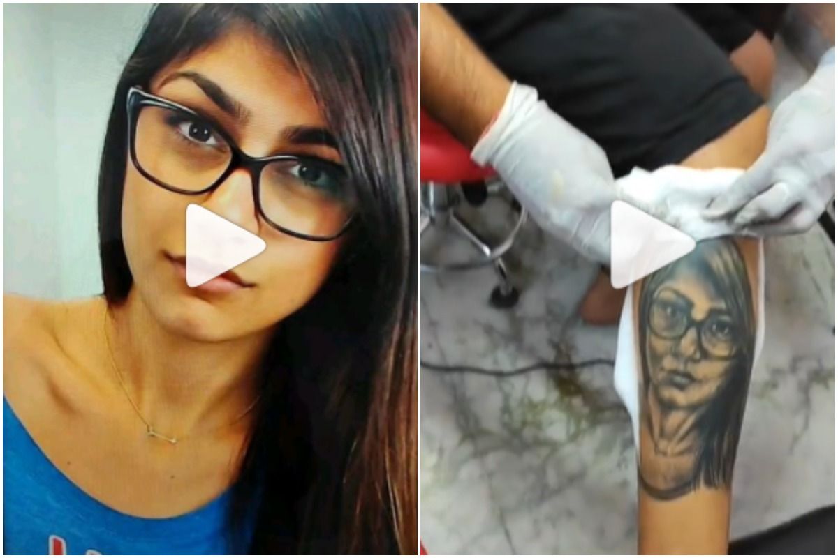 American Indian Porn Star With Tattoo - Mia Khalifas Indian Fan Gets Her Face Tattooed On His Leg, She Calls It  Terrible | Watch