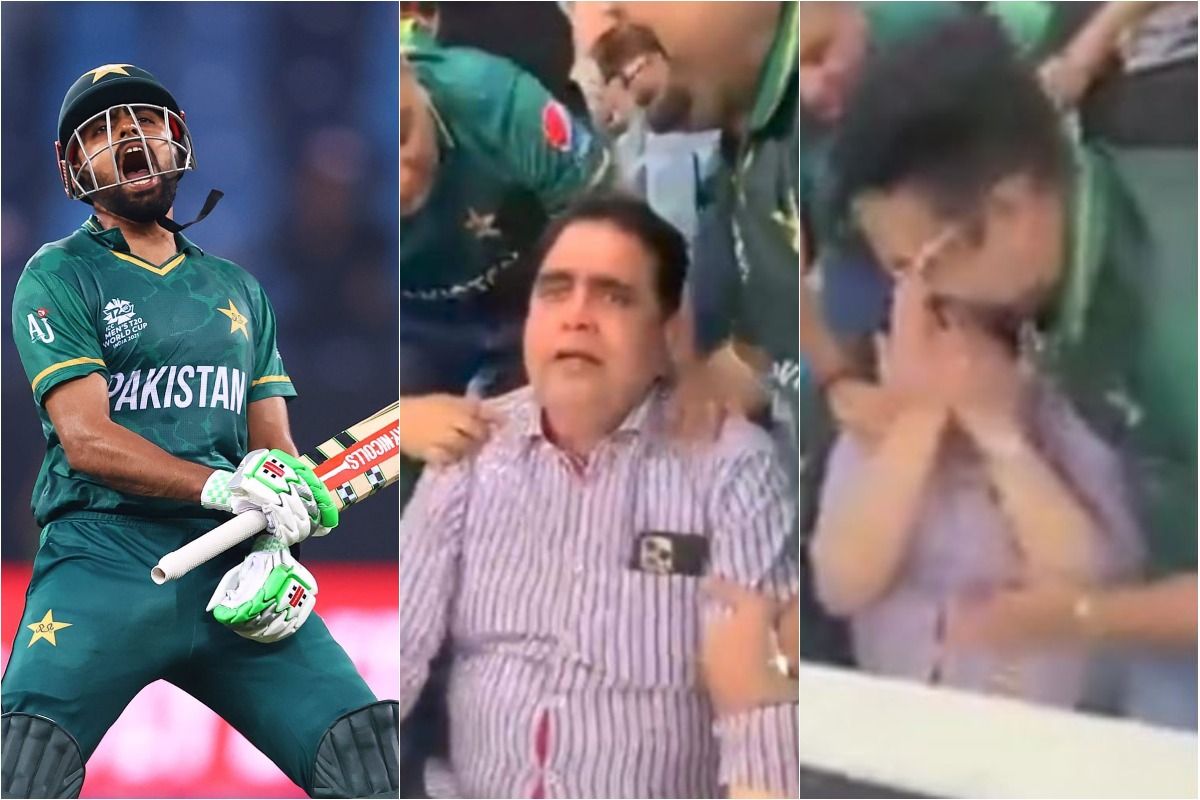 VIDEO Babar Azam Father Breaks Into Tears Pakistan Beat India T20 World Cup 2021 Babar vs Kohli Babar Azam Father Crying Babar Azam vs India