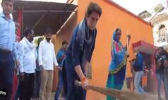 'An Act of Self-Respect', Priyanka Hits Back at UP CM Yogi, Picks Up Broom Again to Clean Dalit Locality | Watch