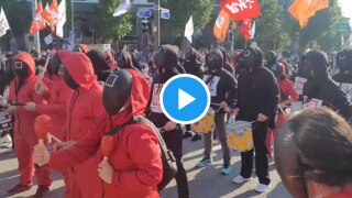 South Korean Workers Dress Up As 'Squid Game' Characters to Protest For Their Rights | Watch