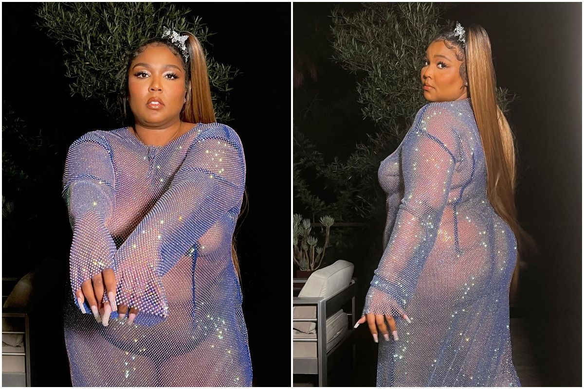 Singer Lizzo Attended Cardi Bs Party in a Nearly Naked Fishnet Dress, See Photos