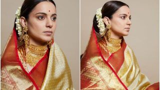 67th National Film Awards: Kangana Ranaut is Ethereal in Red And Golden Kanchipuram Saree, See Photos