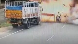 Video: Father, Son Dead on Spot as Firecracker-laden Scooter Bursts Into Flames in Puducherry