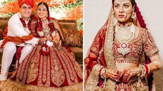Dulhan Ka Swag! Shraddha Arya is The Happiest Bride Ever in Her Traditional Red-Gold Zardosi Lehenga - See Pics