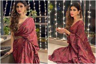 Mouni Roy Looks Splendid in Hand-Painted Maroon Saree Worth Rs 35K - A Hit or a Miss?