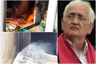 कांग्रेस नेता सलमान खुर्शीद के घर पर तोड़फोड़ के बाद आगजनी- किताब में 'हिंदुत्व की ISIS से तुलना' करने पर मचा है बवाल