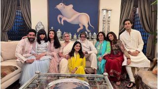 Aishwarya Rai, Abhishek Bachchan, Aaradhya And Navya Naveli Strikes a Pose For Diwali Celebration With Jaya And Amitabh Bachchan