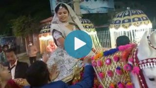 Air Hostess Bride Leads Her Own Baarat, Rides Horse to Groom's House in Bihar's Gaya | Watch