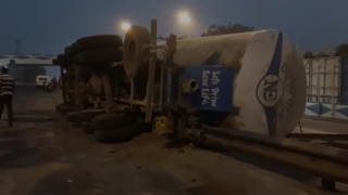 At Least One Injured After Truck Container Carrying Fly Ash Overturned In West Bengal's Howrah
