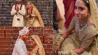 Ankita Lokhande Ditches Red For a Golden Lehenga at Wedding With Vicky Jain, Don't Miss The Kaleeras! - See Gorgeous Pics