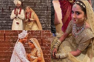 Ankita Ditches Red For a Golden Lehenga at Her Wedding, Don't Miss The Kaleeras! - See Pics