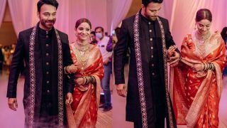 Ankita Lokhande Blushes in Red Sabyasachi Saree in These Unseen Pictures From Wedding Reception