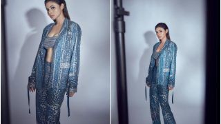 Mouni Roy is a Vision to Behold in Rs 38.5k Indigo Bling Bralette And Pantsuit