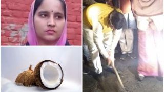 Oops! Brand-New Road in UP Cracks Open After BJP MLA Slams Coconut During Inauguration | Watch
