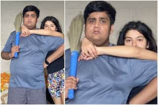 'Goli Beta Masti Nahi': TMKOC's Sonu Aka Nidhi Bhanushali Poses With Kush Shah Holding a Broom, Fans React to Funny Photo