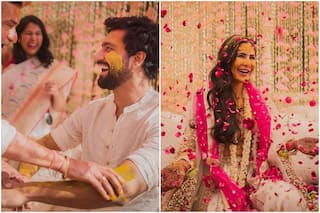 Katrina Kaif And Vicky Kaushal Look Happily in Love As They Celebrate Haldi Ceremony Dressed in Sabyasachi - See Pics