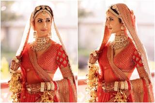 Katrina Kaif Dresses in Sabyasachi's Classic Red Bridal Lehenga And Pays Homage to Vicky Kaushal's Punjabi Roots