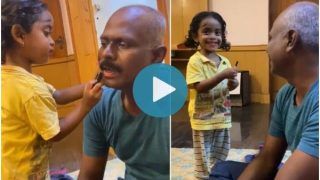 Viral Video: Little Girl Puts Lipstick on Her IPS Dad, Netizens Shower Love | Watch