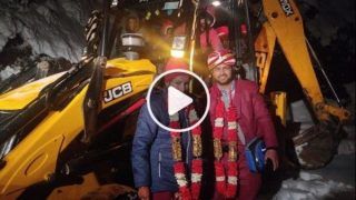 Viral Video: Groom Takes JCB Ride to Reach Wedding Venue Amid Heavy Snowfall In Shimla | Watch