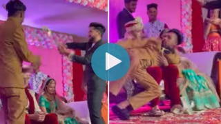 Viral Video: Groom's Friend Falls Over Him on Wedding Stage, What Happens Next | Watch