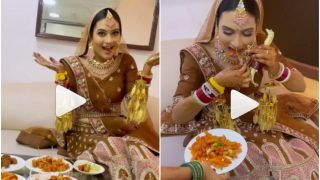 Viral Video: Hungry Bride Enjoys Eating Chinese Food Before Wedding, People Call it Relatable | Watch