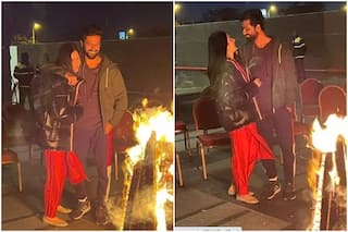 Katrina Kaif All Decked up in Red Suit, Vicky Kaushal in Track Pants For Their First Lohri- See Pics