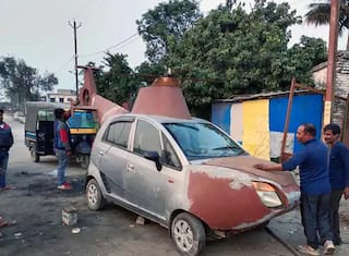 Hi-Tech Jugaad: Man Spends Rs 2 Lakh to Turn Nano Car Into a Helicopter, Rents it Out to Grooms