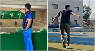 WATCH: MS Dhoni Turns Shooter, Excels at Tennis!