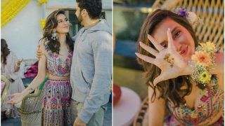 Shibani Dandekar Oozes Classic Boho Vibes in Multicolour Backless Choli With Kalidar Sharara | See Vibrant Mehendi Pics