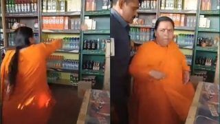 Video: Former Madhya Pradesh CM Uma Bharti Vandalises Liquor Shop In Bhopal | Watch
