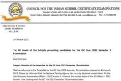ISC Term 2 Exams 2022: CISCE Class 12 Revised Schedule Out; Check New Datesheet here