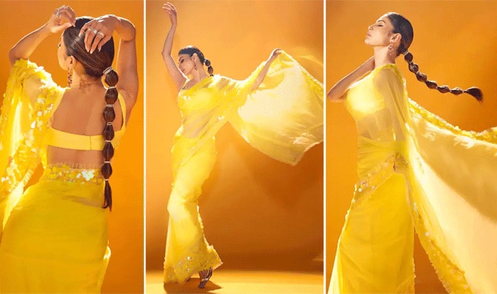 इतनी महंगी पीली साड़ी पहन Mouni Roy ने बांधी चोटी, नींद उड़ा ले गई इसकी कीमत