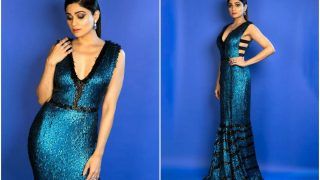 Shamita Shetty Wears The Blingiest Metallic Gown With Plunging Neckline, Fans Call Her 'Drop Dead Gorgeous'