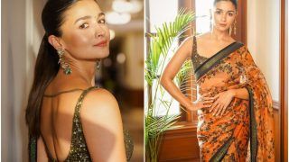 Alia Bhatt Oozes Grace in Dainty Floral Print Saree And Shimmer Blouse | See Pics