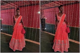 Lupita Nyong'o Turns Muse to Anita Dongre's Carrot Pink Lehenga Worth Rs 3 Lakhs| See Viral Pics