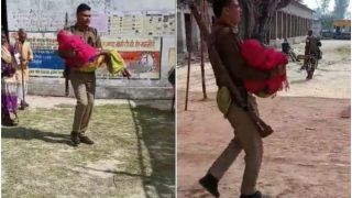 Viral Video: UP Cop Carries Elderly Woman to Poll Booth in His Arms, Wins Hearts | Watch