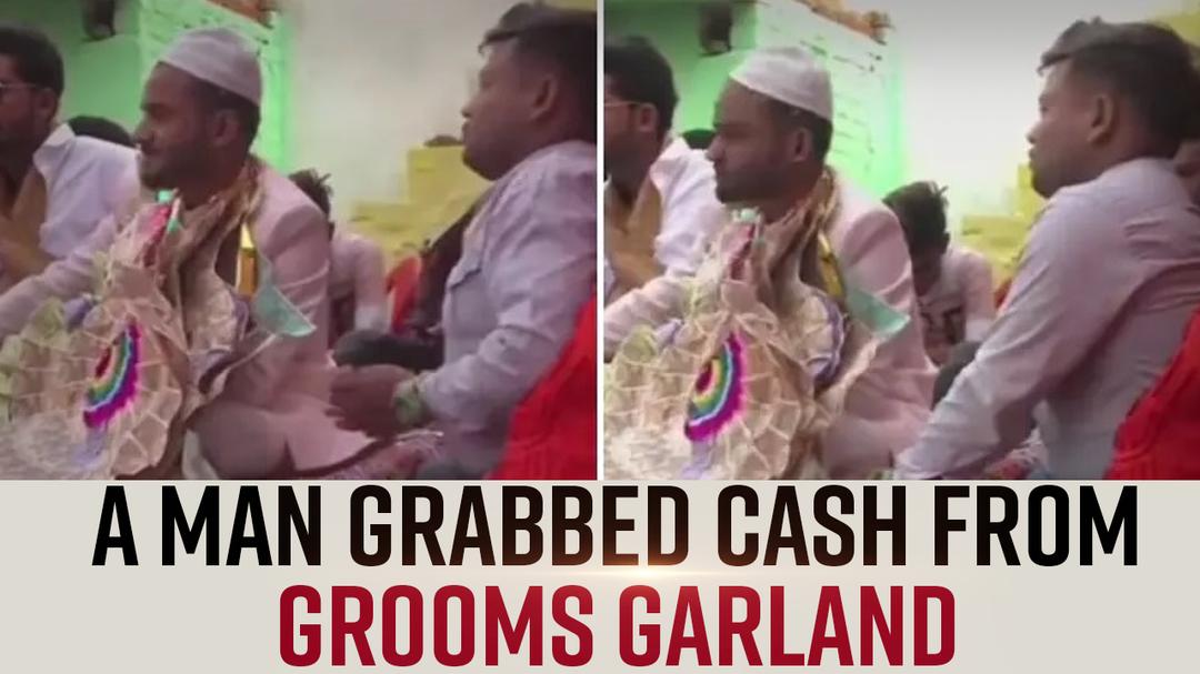 Viral Video: A Man Steals Cash From Groom   s Garland During Baraat | Watch Video