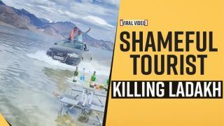 Viral Video: Shocking Video of Pangong Lake, Tourist with Alcohol Bottles and Food | Watch Video