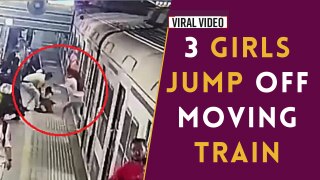Shocking Viral Video: In Mumbai a home guard saves 3 girls who jumped off a moving train