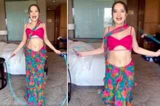 Urfi Javed Does Rope-Skipping in Saree And Heels, Flaunts Washboard Abs in Viral Video