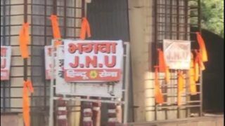 Hindu Sena Puts Up Flags, Posters Outside JNU; Warns of 'Stringent Steps if Saffron Insulted'