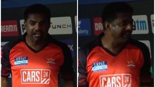 Watch muttiah muralitharan lost his cool during the last over of marco jensen during gt vs srh match 5363960