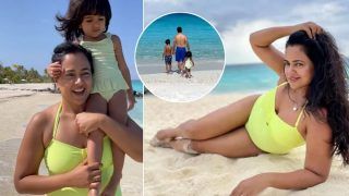 Sameera Reddy Stuns in Neon Green Bikini in Maldives, Shares Glimpse of Her Beach Holiday With Family