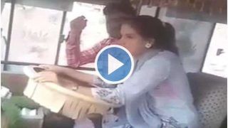 Careless Driver Lets A Girl Student Drive a Bus Full of Passengers in J&K's Udhampur, Vehicle Seized | Watch