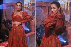 Malaika Arora Spreads Glamour in Shimmery Rust Lehenga And Halter Neck Blouse, Sparkles in Hot Pics