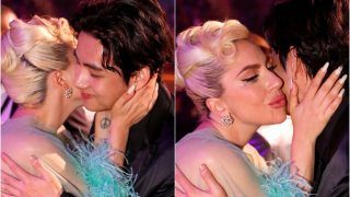 BTS' V Blushes After Lady Gaga Hugs And Kisses Him at Grammys 2022, Indian ARMY Asks 'Bhabhi Banale'