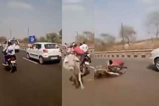 चंद्रशेखर आजाद के काफिले की कार के नीचे आया Bike Rider, देखें दर्दनाक Live वीडियो